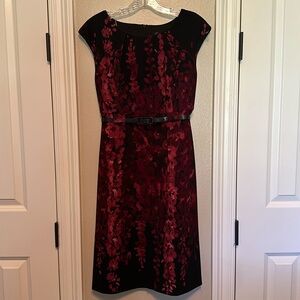 Connected Apparel rose and black sheath cocktail dress